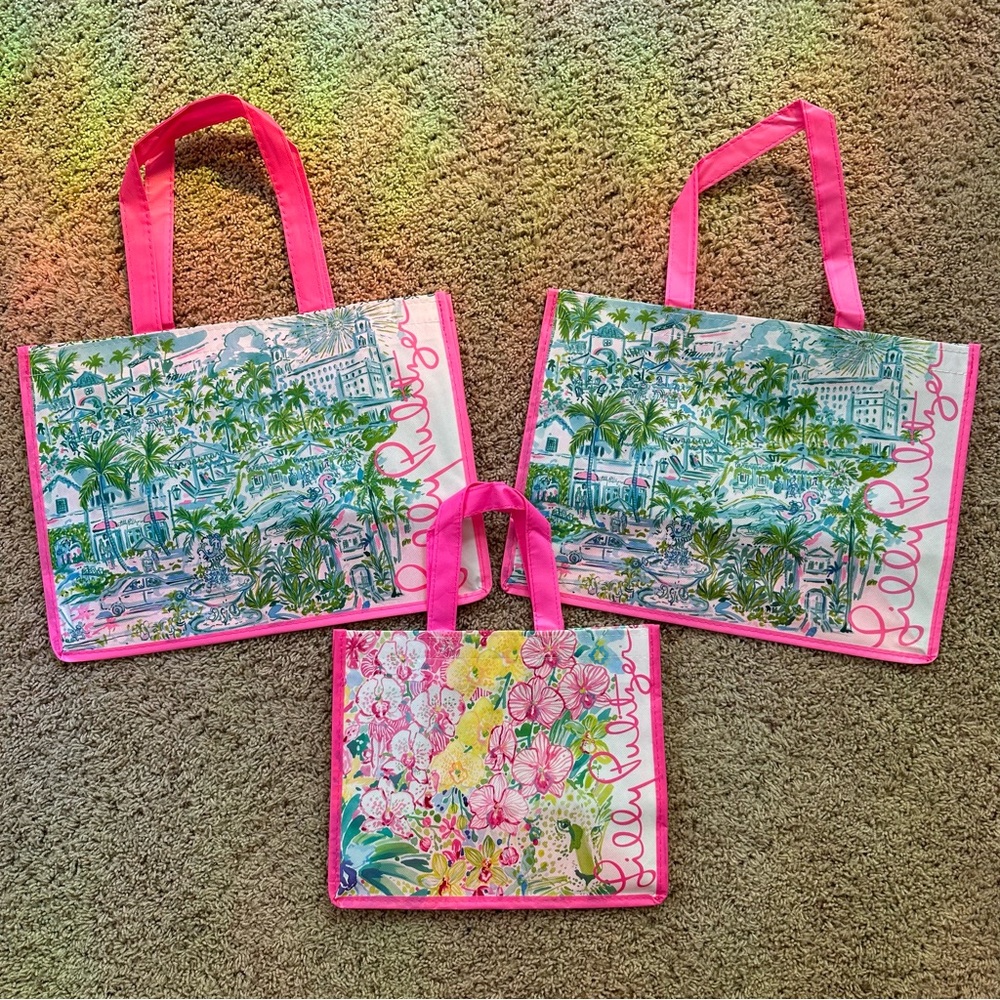 Set of 3 Lilly Pulitzer Reusable Shopping Bags